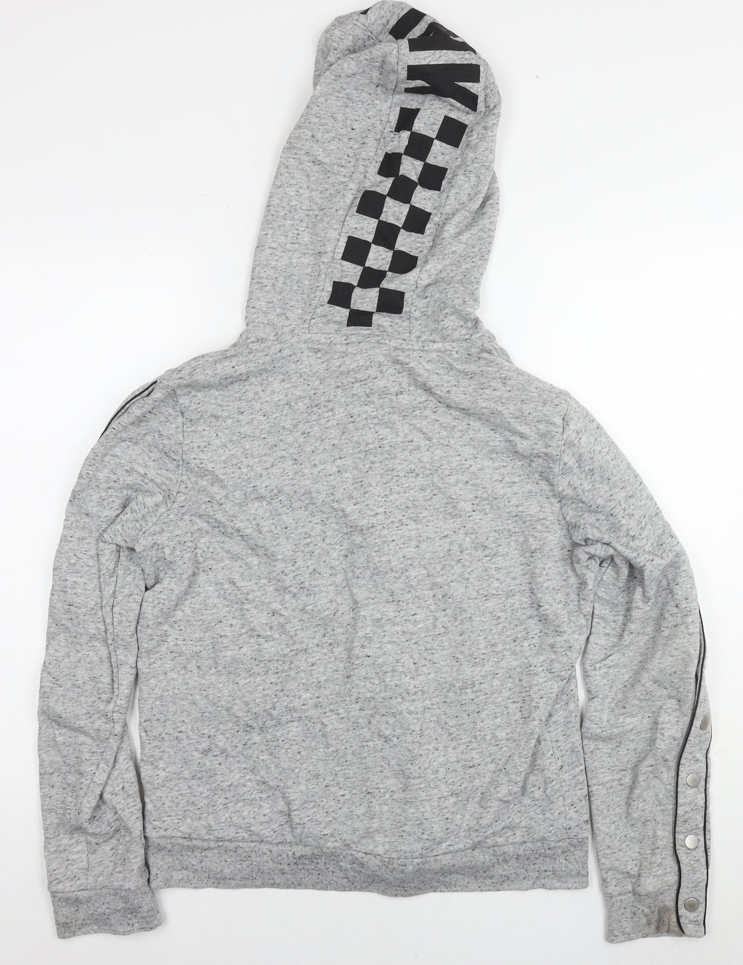 PINK Womens Grey Cotton Full Zip Hoodie Size L Zip - Logo