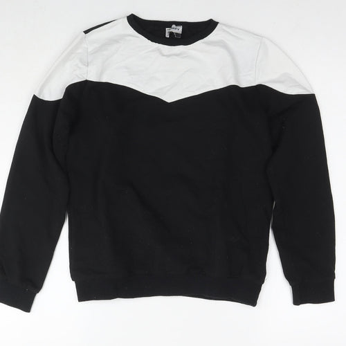 Glamify Womens Black Colourblock Cotton Pullover Sweatshirt Size 10 Pullover