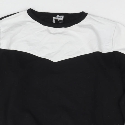 Glamify Womens Black Colourblock Cotton Pullover Sweatshirt Size 10 Pullover