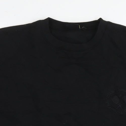 Get The Trend Womens Black Cotton Pullover Sweatshirt Size S Pullover - Tennis Club