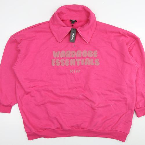 Boohoo Womens Pink Cotton Pullover Sweatshirt Size XL Pullover - Wardrobe Essentials