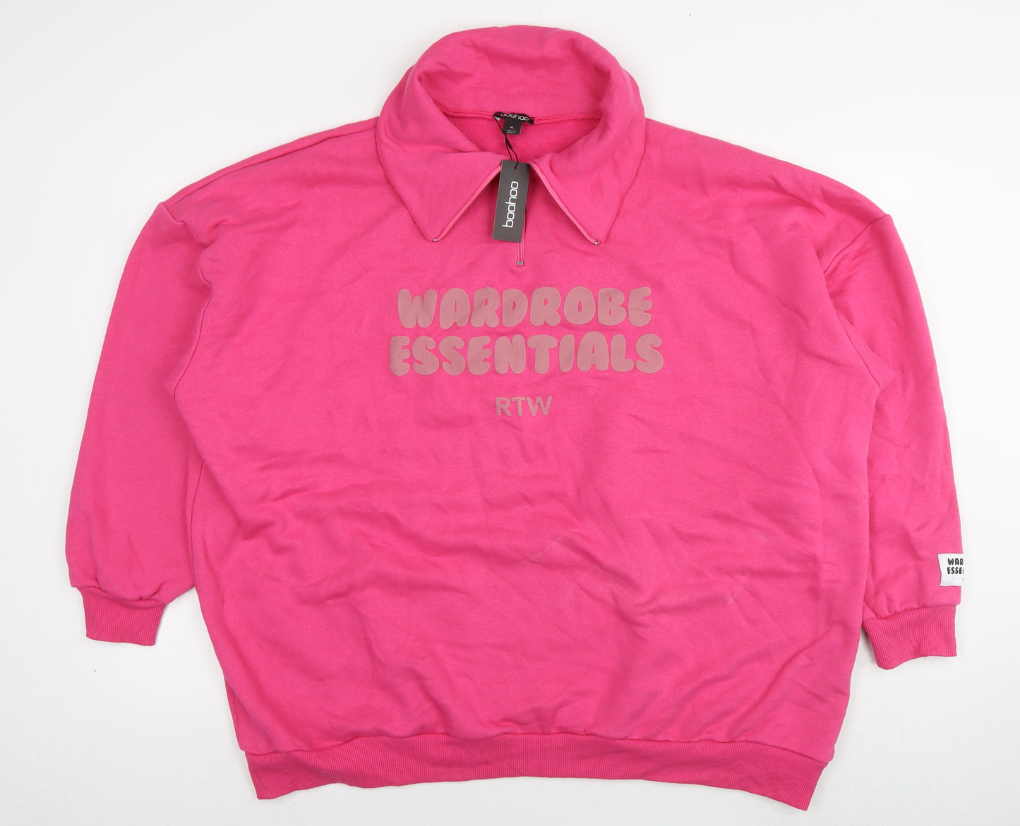 Boohoo Womens Pink Cotton Pullover Sweatshirt Size XL Pullover - Wardrobe Essentials