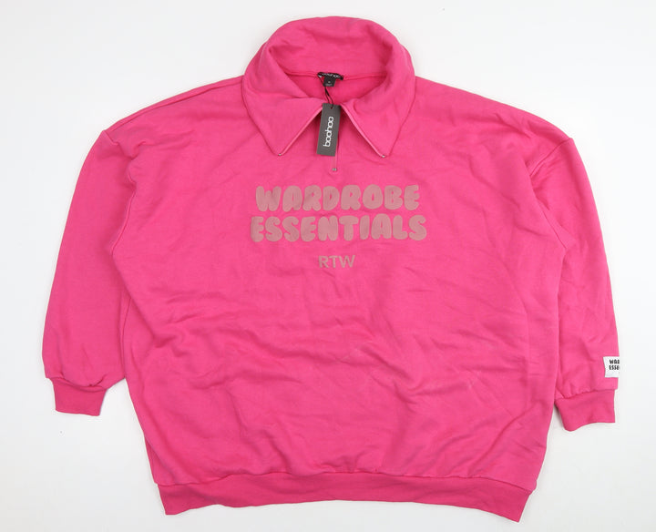 Boohoo Womens Pink Cotton Pullover Sweatshirt Size XL Pullover - Wardrobe Essentials