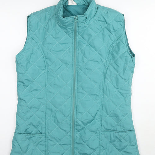 Anne de Lancey Womens Blue Quilted Waistcoat Size M Zip