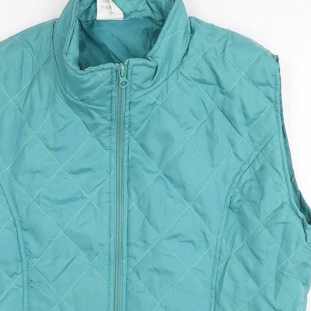 Anne de Lancey Womens Blue Quilted Waistcoat Size M Zip