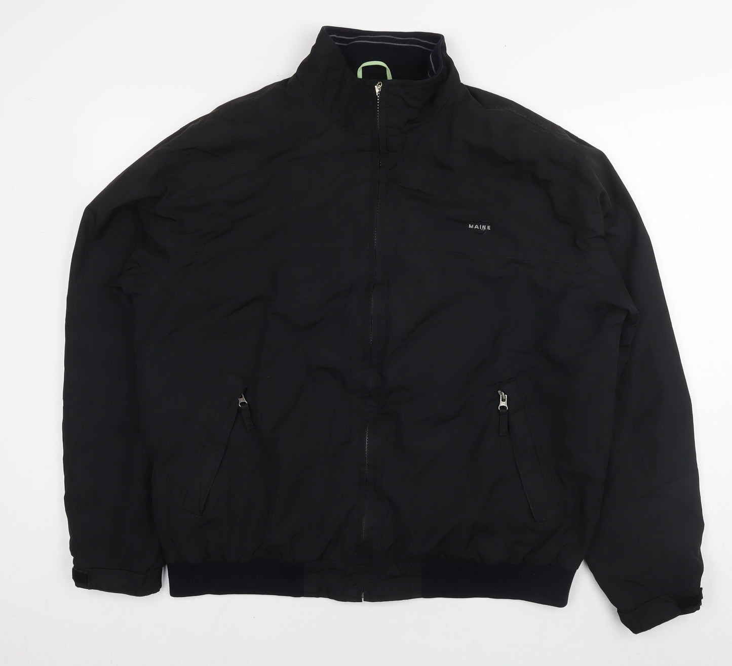 Maine Mens Black Bomber Jacket Jacket Size L Zip