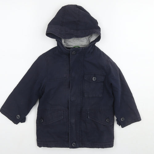 Gap Boys Blue Parka Jacket Size 3 Years Zip - Detachable Fleece