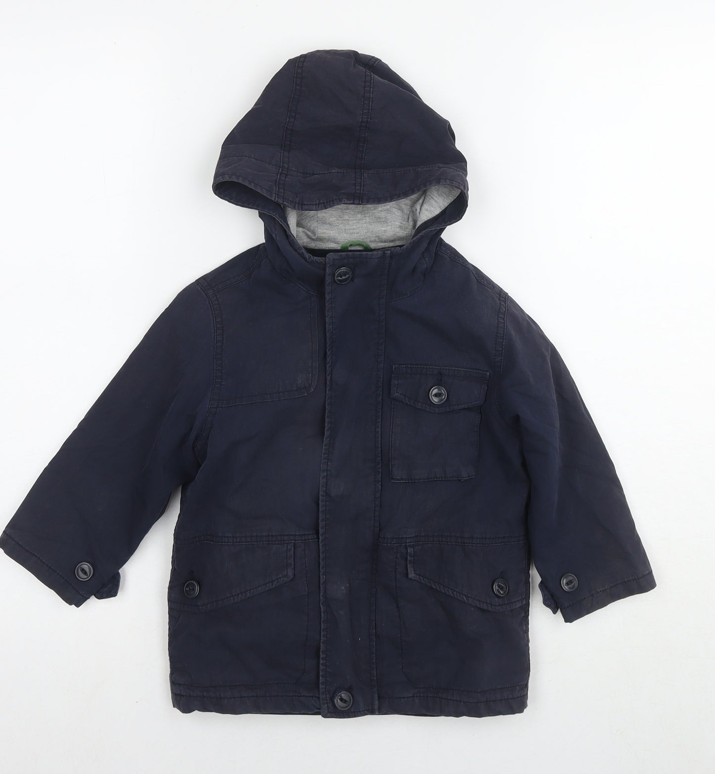 Gap Boys Blue Parka Jacket Size 3 Years Zip - Detachable Fleece