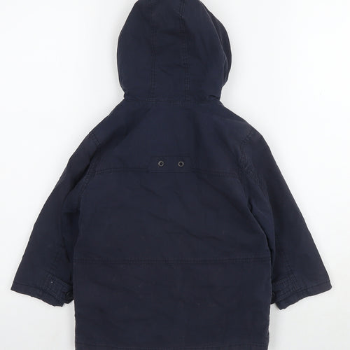 Gap Boys Blue Parka Jacket Size 3 Years Zip - Detachable Fleece