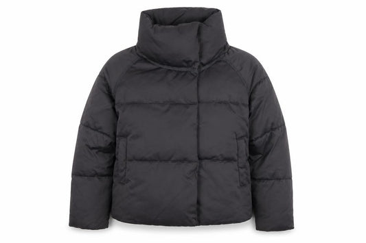 Front view of Next women’s grey puffer jacket jacket, size UK 12, zip