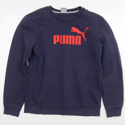 PUMA Mens Purple Cotton Pullover Sweatshirt Size S - Logo