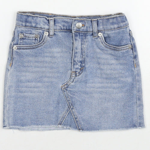 Levi's Girls Blue Cotton Mini Skirt Size 6 Years Regular Zip