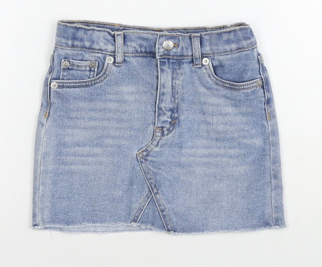 Levi's Girls Blue Cotton Mini Skirt Size 6 Years Regular Zip