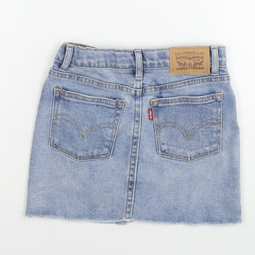 Levi's Girls Blue Cotton Mini Skirt Size 6 Years Regular Zip