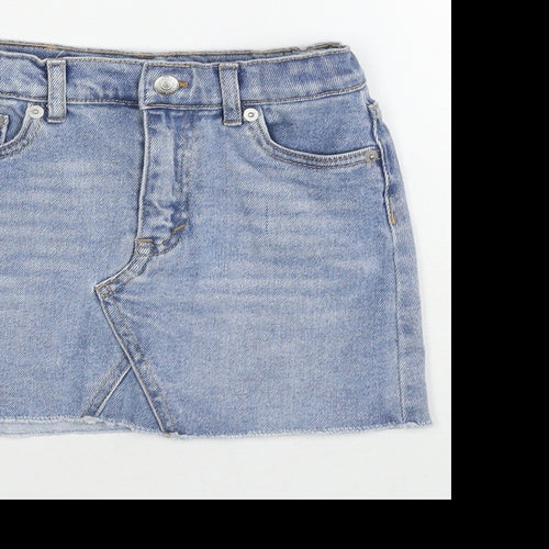 Levi's Girls Blue Cotton Mini Skirt Size 6 Years Regular Zip