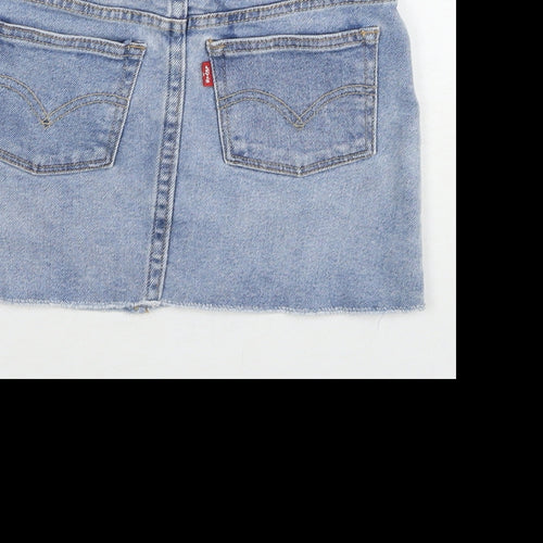 Levi's Girls Blue Cotton Mini Skirt Size 6 Years Regular Zip