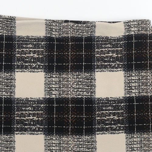 Boohoo Womens Beige Check Polyester Mini Skirt Size 8