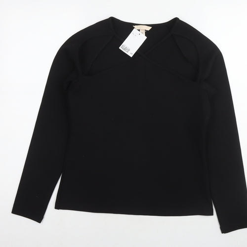 H&M Womens Black Viscose Basic Blouse Size M Round Neck