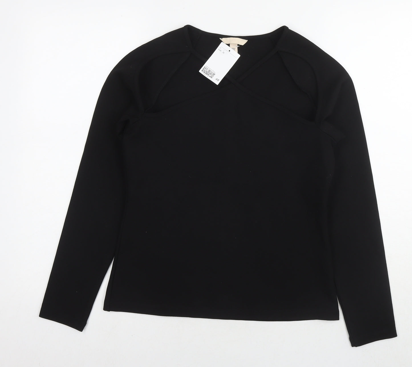 H&M Womens Black Viscose Basic Blouse Size M Round Neck