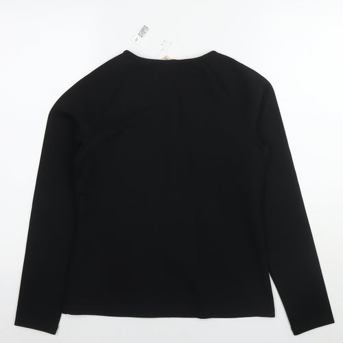 H&M Womens Black Viscose Basic Blouse Size M Round Neck