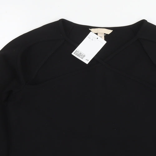 H&M Womens Black Viscose Basic Blouse Size M Round Neck