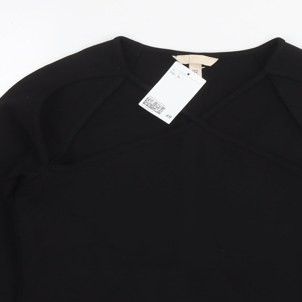 H&M Womens Black Viscose Basic Blouse Size M Round Neck
