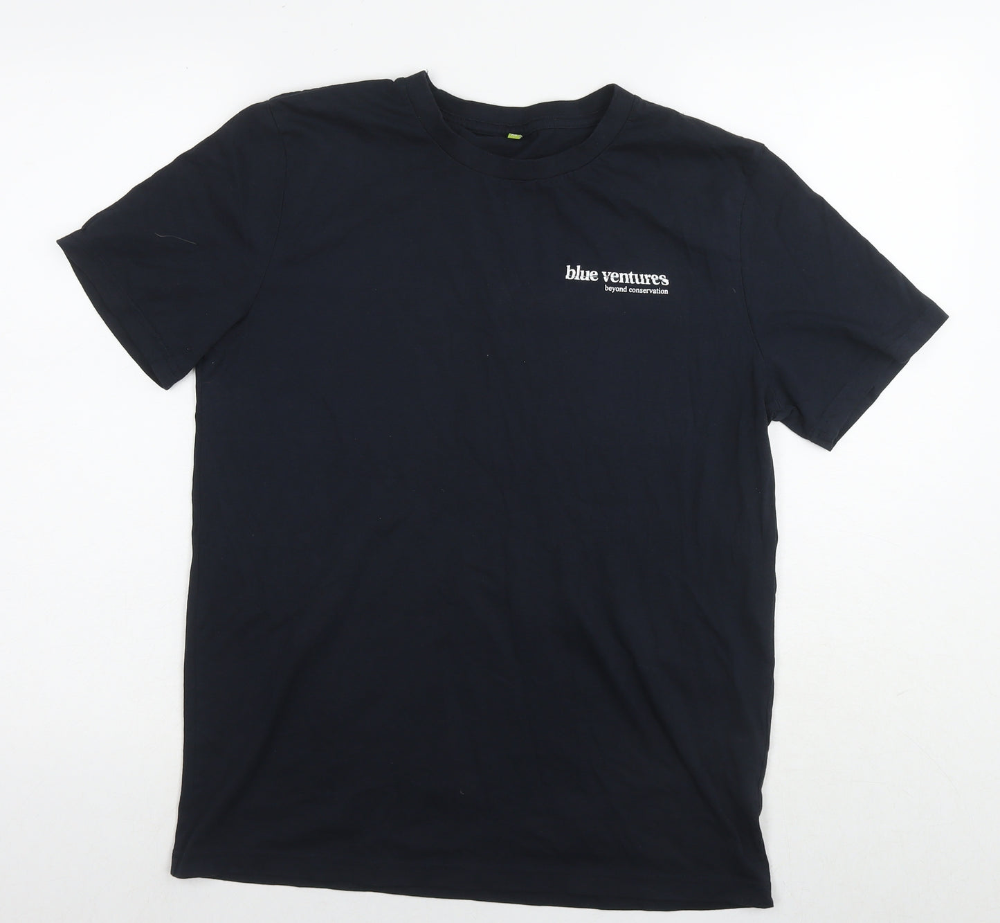 Blue Ventures Mens Black Cotton T-Shirt Size M Round Neck - Beyond conservation