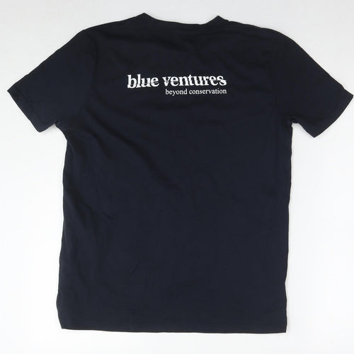 Blue Ventures Mens Black Cotton T-Shirt Size M Round Neck - Beyond conservation