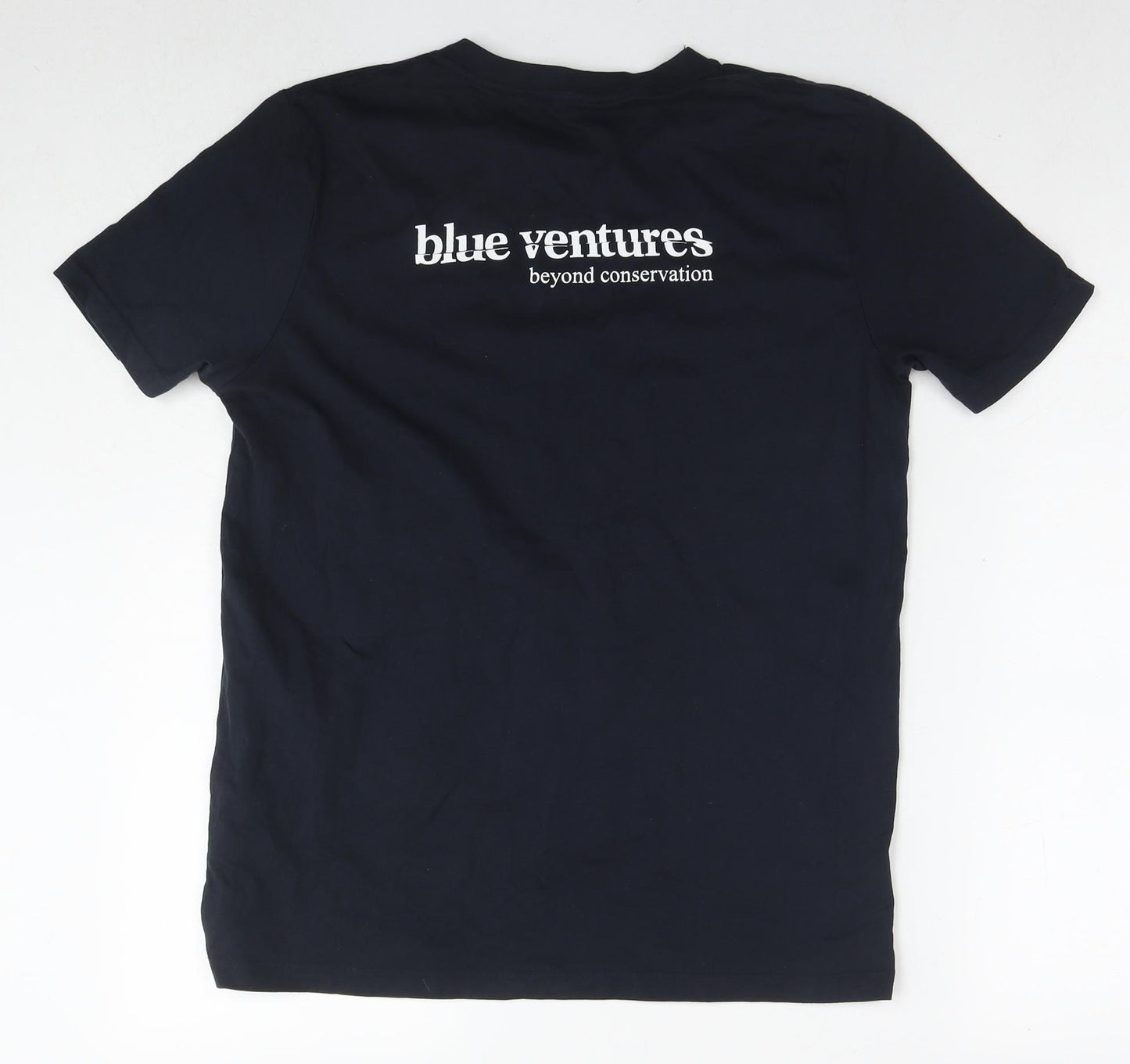 Blue Ventures Mens Black Cotton T-Shirt Size M Round Neck - Beyond conservation