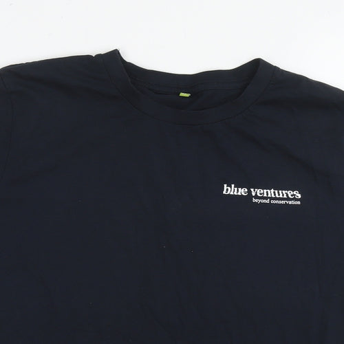 Blue Ventures Mens Black Cotton T-Shirt Size M Round Neck - Beyond conservation