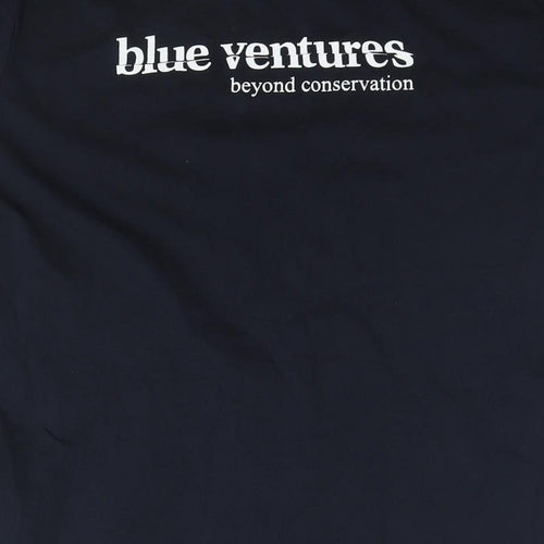 Blue Ventures Mens Black Cotton T-Shirt Size M Round Neck - Beyond conservation