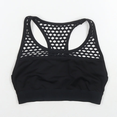 PINK Womens Black Polyester Cropped Tank Size S Round Neck