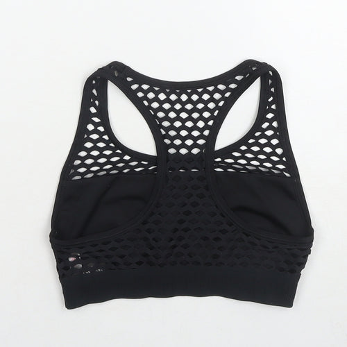 PINK Womens Black Polyester Cropped Tank Size S Round Neck