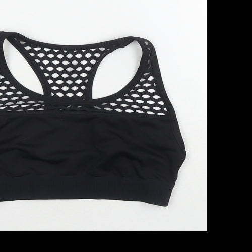 PINK Womens Black Polyester Cropped Tank Size S Round Neck