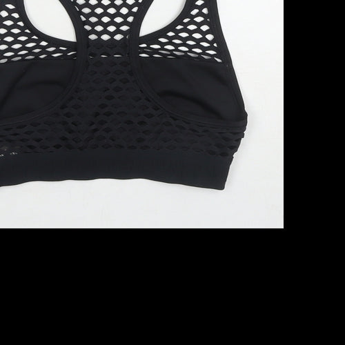 PINK Womens Black Polyester Cropped Tank Size S Round Neck