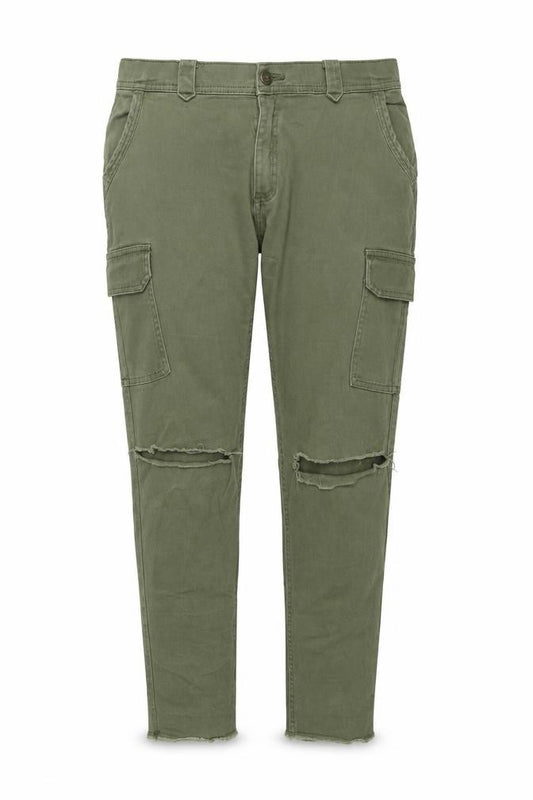 Front view of Atmosphere women’s green cotton skinny jeans, size UK 12, 27-inch leg regular zip - cargo style