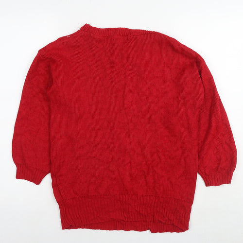 AC Signature Girls Red Round Neck Polyester Tunic Jumper Size 9 Years Pullover - Christmas Jumper Penguin
