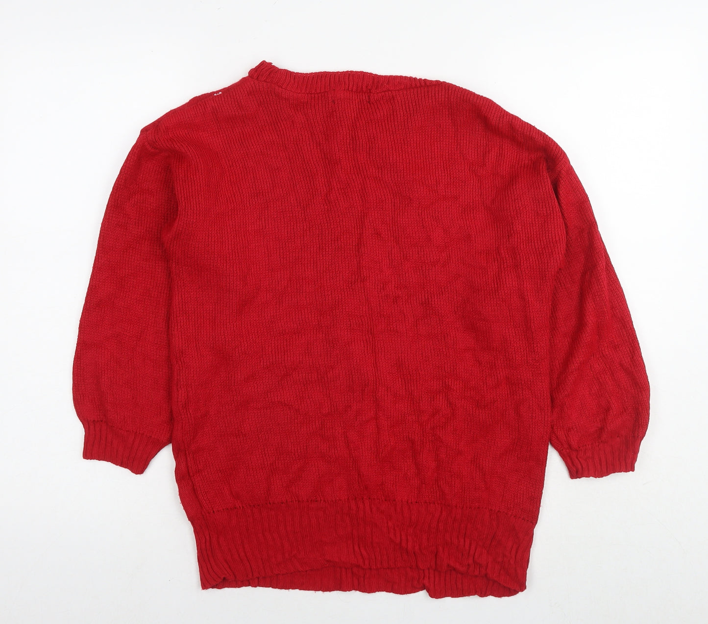 AC Signature Girls Red Round Neck Polyester Tunic Jumper Size 9 Years Pullover - Christmas Jumper Penguin