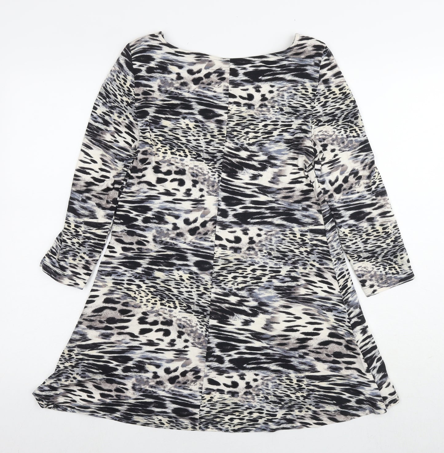 Marks and Spencer Womens Grey Animal Print Viscose Basic Blouse Size 8 Round Neck - Leopard Print
