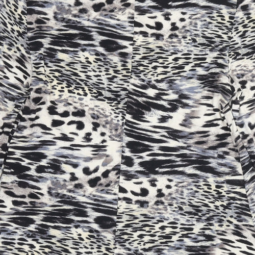 Marks and Spencer Womens Grey Animal Print Viscose Basic Blouse Size 8 Round Neck - Leopard Print