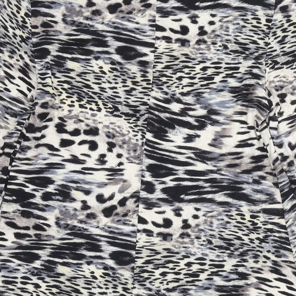 Marks and Spencer Womens Grey Animal Print Viscose Basic Blouse Size 8 Round Neck - Leopard Print