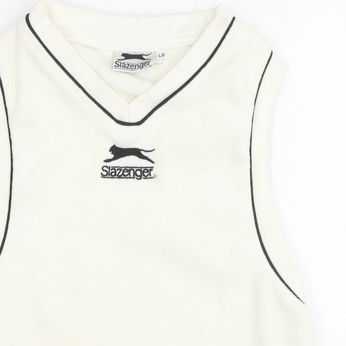 Slazenger Boys White Polyester Pullover Sweatshirt Size L Pullover - Logo