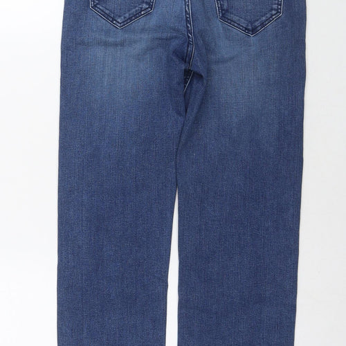 Marks and Spencer Womens Blue Cotton Straight Jeans Size 8 L25 in Regular Zip