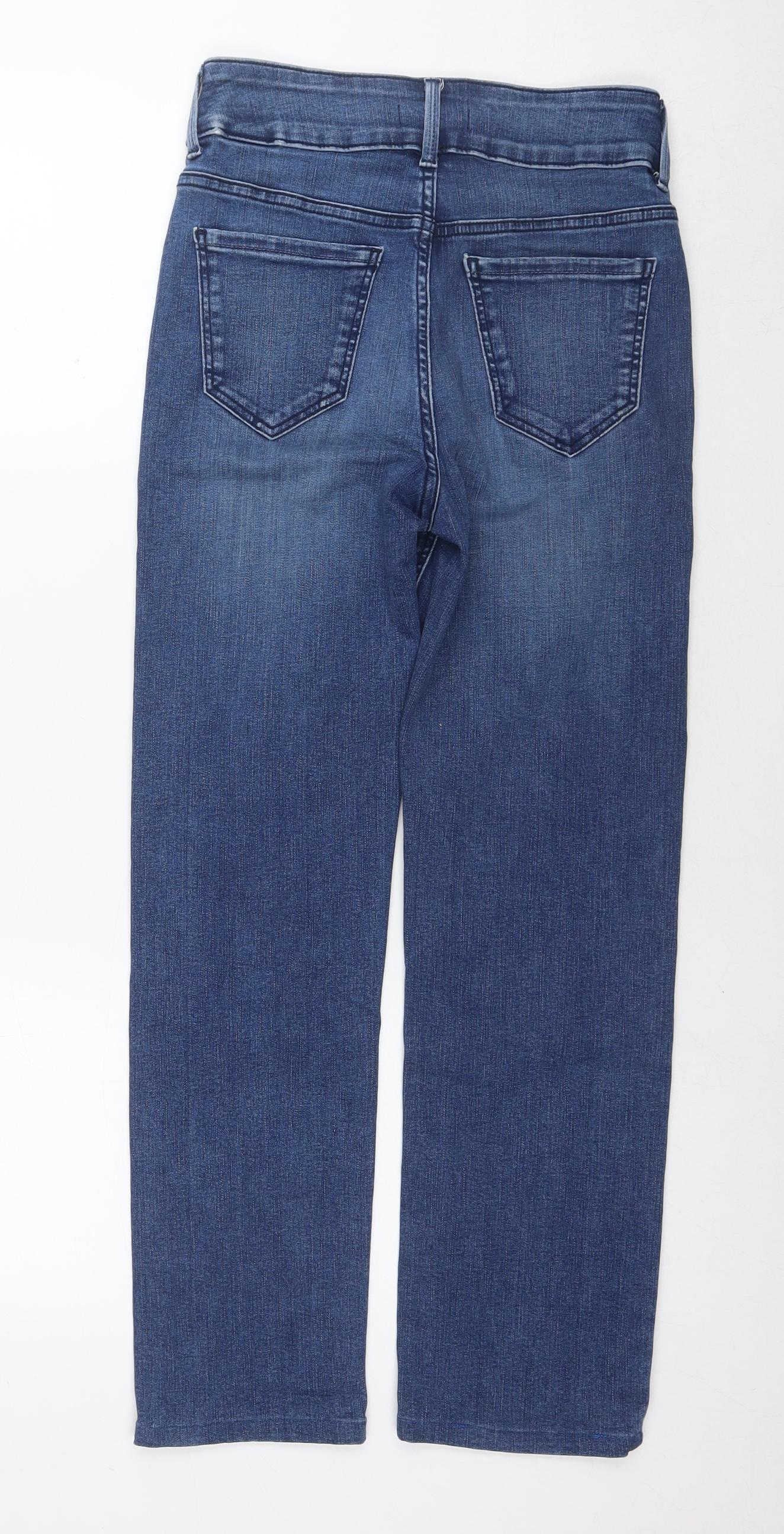 Marks and Spencer Womens Blue Cotton Straight Jeans Size 8 L25 in Regular Zip