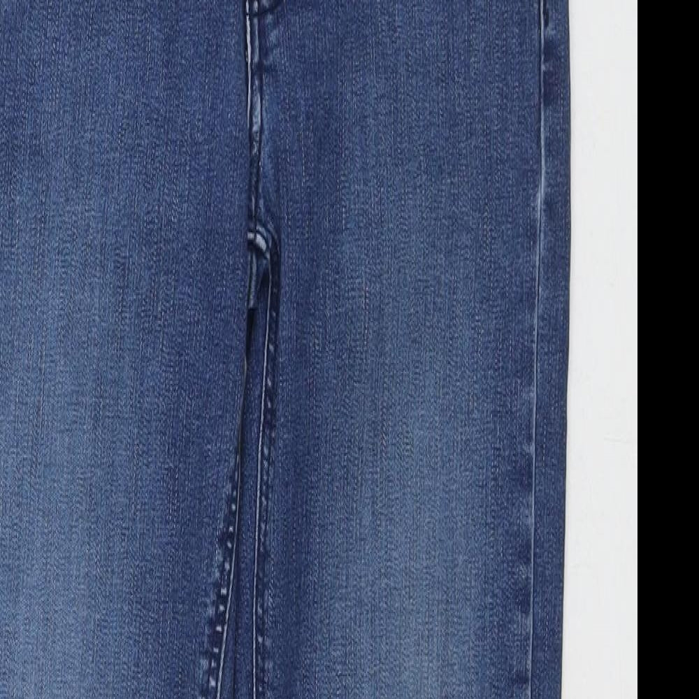Marks and Spencer Womens Blue Cotton Straight Jeans Size 8 L25 in Regular Zip