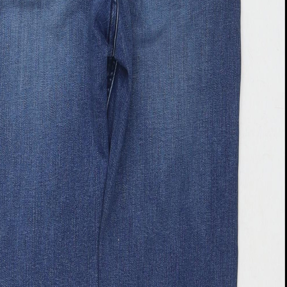 Marks and Spencer Womens Blue Cotton Straight Jeans Size 8 L25 in Regular Zip