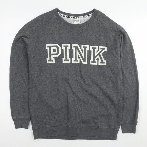 PINK Womens Grey Cotton Pullover Sweatshirt Size S Pullover