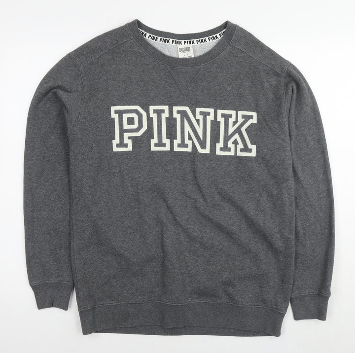 PINK Womens Grey Cotton Pullover Sweatshirt Size S Pullover