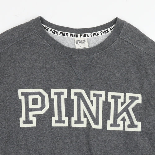 PINK Womens Grey Cotton Pullover Sweatshirt Size S Pullover