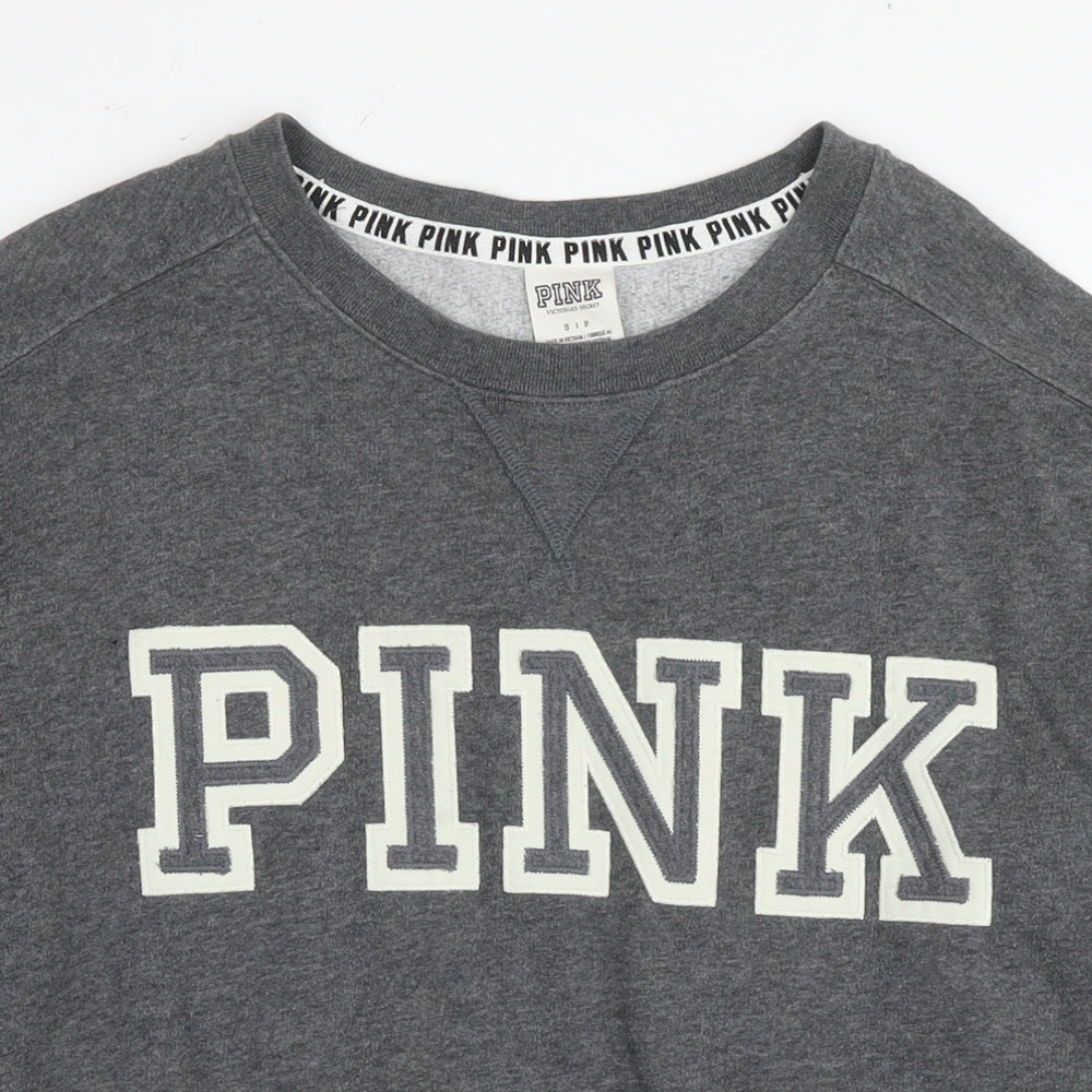 PINK Womens Grey Cotton Pullover Sweatshirt Size S Pullover